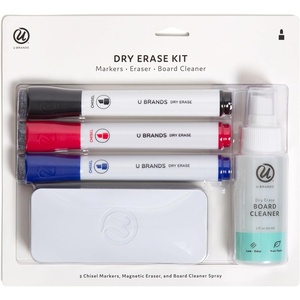 U Brands Fine Tip Dry Erase Markers with Eraser Set of 5, Includes 3 Whiteboard Markers, 1 Eraser, and 1 Board Cleaner Spray(Markers  Eraser  and Cleaning Spray)