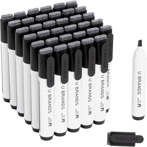 U Brands Fine Tip Dry Erase Markers with Eraser, Whiteboard Markers with Chisel tip, Low Odor, Assorted Colors, Set of 6(36 Count – Black)