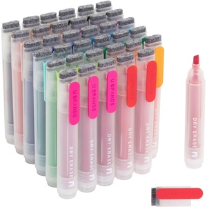 U Brands Fine Tip Dry Erase Markers with Eraser, Whiteboard Markers with Chisel tip, Low Odor, Assorted Colors, Set of 6(36 Count Clear Barrel – Colors)