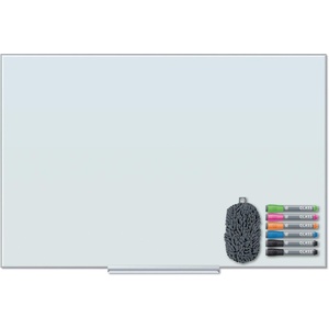 U Brands Floating Non-Magnetic Glass Dry-Erase Board, 36″ x 48″ Inches, White Frosted Surface, Frameless(Dry Erase Board+Eraser+Markers)