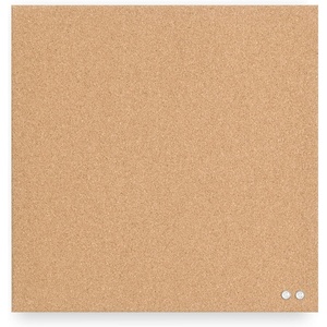 U Brands Frameless Square Cork Bulletin Board, Office Supplies, 14” x 14”, Natural, with Push Pins, 1 Count