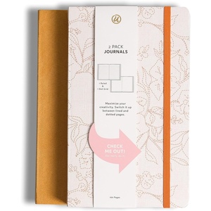 U Brands Fresh Foliage Textured and Mustard Nubuck Journal, 8.25 by 5 Inches, Office Supplies, 2 Count