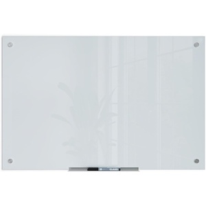 U Brands Glass Dry Erase Board, 36″ x 72″, White Frosted Surface With Silver Grommets, Includes Marker With Built-In Eraser(35″W x 23″H)