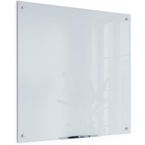 U Brands Glass Dry Erase Board, 36″ x 72″, White Frosted Surface With Silver Grommets, Includes Marker With Built-In Eraser(36″W x 36″H)