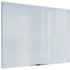 U Brands Glass Dry Erase Board, 36″ x 72″, White Frosted Surface With Silver Grommets, Includes Marker With Built-In Eraser(48″W x 36″H)