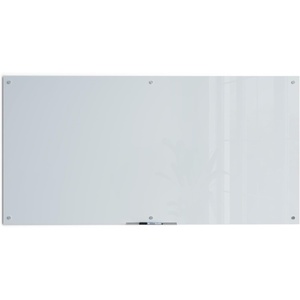 U Brands Glass Dry Erase Board, 36″ x 72″, White Frosted Surface With Silver Grommets, Includes Marker With Built-In Eraser(72″W x 36″H)