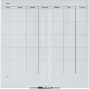 U Brands Glass Dry Erase Calendar for Wall, 36″ x 24″, Frameless Whiteboard Calendar Board for Wall, 3’x2′, Includes Marker and Tray(36″W x 36″H)