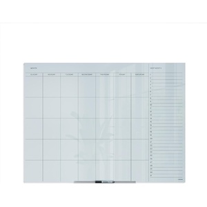 U Brands Glass Dry Erase Calendar for Wall, 36″ x 24″, Frameless Whiteboard Calendar Board for Wall, 3’x2′, Includes Marker and Tray(48″W x 36″H)