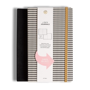U Brands Heritage Print and Black Suede Journal, 8.25 x 5 Inches, Office Supplies, 160 Pages, 2 Count