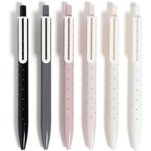 U Brands Laguna Ballpoint Pens, 6 Count, Foil Dots, Bold (1.0mm) Point, Black Ink(Foil Dots)