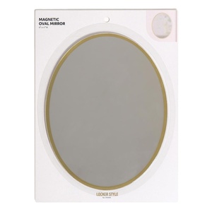 U Brands Large Magnetic Oval Locker Mirror, 9″ x 7″, Gold Border