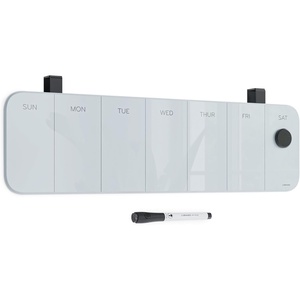 U Brands Magnetic Cubicle/Wall Glass Dry-Erase Monthly Calendar Board, 23″ X 12″ Inches, White Frosted Surface, Frameless(Weekly)