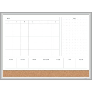 U Brands Magnetic Dry Erase 4-in-1 Calendar White Board, 24″ x 18″, Silver Aluminum Frame(23″W x 17″H)