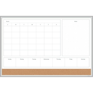 U Brands Magnetic Dry Erase 4-in-1 Calendar White Board, 24″ x 18″, Silver Aluminum Frame(5″W x 6″H)