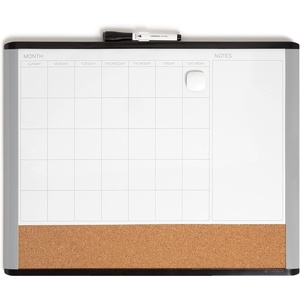 U Brands Magnetic Dry Erase Calendar White Board, 16″ x 20″, White Pin-It Frame, Includes Marker and Magnet(Black/Gray)