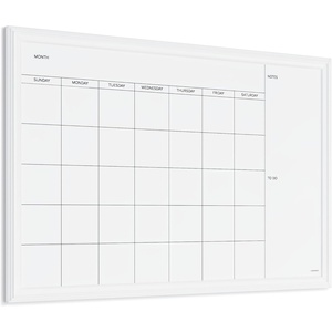 U Brands Magnetic Dry Erase Calendar White Board, 30″ x 20″, White Wood Style Frame, Includes Magnets(30″W x 20″H)
