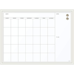 U Brands Magnetic Dry Erase Calendar White Board, 30″ x 20″, White Wood Style Frame, Includes Magnets(40″W x 30″H)