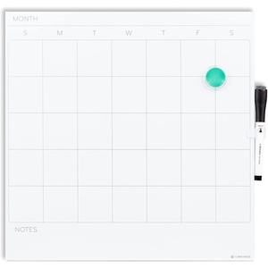 U Brands Magnetic Dry Erase Wall Calendar White Board, 14″ x 14″, Black Metal Frame, Includes Magnets and Marker(Frameless)