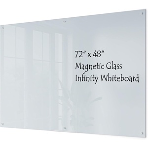 U Brands Magnetic Glass Dry Erase Board, 6′ x 4′, Infinity Frameless Mounting, White Surface, Accessory Tray, White (72″ W x 48″ H)(48″W x 72″H)