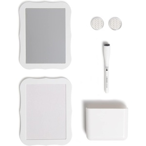 U Brands Magnetic Locker Accessories and Decorating Kit, Back to School Essentials, Mirror Markerboard, Gold Magnetic Cup, Marble Magnets and Dry Erase Marker(White)