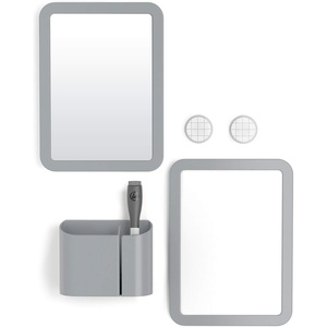 U Brands Magnetic Locker Accessories and Decorating Kit, Back to School Essentials, Mirror Markerboard, Gold Magnetic Cup, Marble Magnets and Dry Erase Marker(Grey)