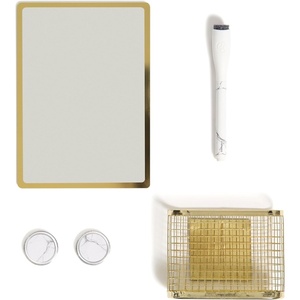 U Brands Magnetic Locker Accessories and Decorating Kit, Back to School Essentials, Mirror Markerboard, Gold Magnetic Cup, Marble Magnets and Dry Erase Marker(Gold Accented White)