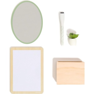 U Brands Magnetic Locker Garden Accessory and Decorating Kit, Back to School Essentials, Boho/Sage, 5 Piece, Mirror, Cup, and More(Boho Sage)