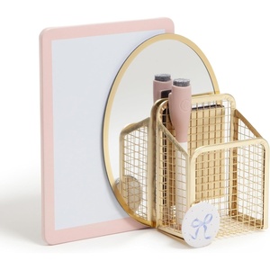 U Brands Magnetic Locker Garden Accessory and Decorating Kit, Back to School Essentials, Boho/Sage, 5 Piece, Mirror, Cup, and More(Charming Coquette Pink)