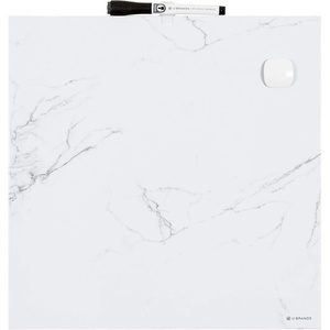 U Brands Magnetic Square Marble Print Dry Erase Board White Board, 14″ x 14″, Frameless, Includes Magnet and Marker