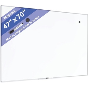 U Brands Magnetic Whiteboard, 24″ x 18″, Slim Aluminum Frame, Includes Dry Erase Marker, Magnet, and Clip-On Tray(70″W x 47″H)