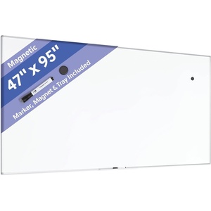 U Brands Magnetic Whiteboard, 24″ x 18″, Slim Aluminum Frame, Includes Dry Erase Marker, Magnet, and Clip-On Tray(95″W x 47″H)