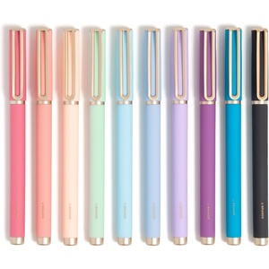 U Brands Midnight Catalina Felt Tip Pens, Set of 12, Soft Touch With Black Metal Details, Medium (0.7 mm) Point, Black Ink(Brights)