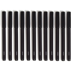 U Brands Midnight Catalina Felt Tip Pens, Set of 12, Soft Touch With Black Metal Details, Medium (0.7 mm) Point, Black Ink(Midnight Black)