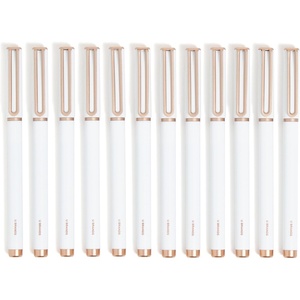 U Brands Midnight Catalina Felt Tip Pens, Set of 12, Soft Touch With Black Metal Details, Medium (0.7 mm) Point, Black Ink(White and Rose)