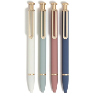U Brands Monterey Ballpoint Pens, 4 Count, Atlantis Hue, Soft Touch, Gold Details, Bold (1.0 mm) Point, Black Ink
