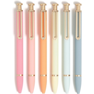 U Brands Monterey Ballpoint Pens, 6 Count, Gold Details, Bold (1.0 mm) Point, Black Ink, Soft Touch, Bright Pastels(Bright Pastels)