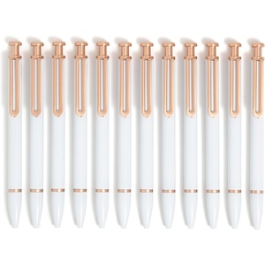 U Brands Monterey Ballpoint Pens, Set of 12, White and Rose Gold, Bold (1.0 mm) Point, Black Ink(White and Rose)