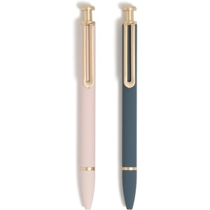 U Brands Monterey Ballpoint Pens, Set of 2, Stripes And Dots With Gold Details, Bold (1.0 mm) Point, Black Ink(1 Count (Pack of 2))