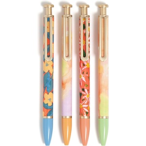 U Brands Monterey Ballpoint Pens, Set of 4, Black and White With Rose Gold Details, Bold (1.0 mm) Point, Black Ink(Artist Touch)