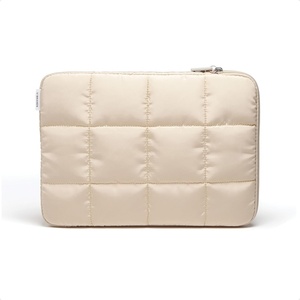 U Brands Nylon Puffy Zipping Large Laptop Sleeve, 10.5″ x 15″, MacBook Bag, Laptop Case for MacBook Pro, MacBook Air, Chromebook, HP Computer, Matcha Green(Sand Beige)
