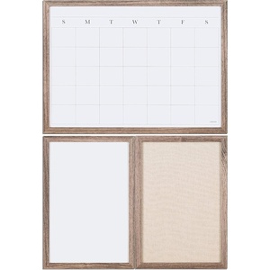 U Brands Organization Center Kit, Rustic Wood Frame, Includes Magnetic Dry Erase Calendar, Magnetic Whiteboard, Linen Bulletin Board, Along with 6 Pins, 4 Markers, and 4 Magnets (4835U00-01)