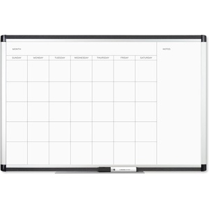 U Brands PINIT Magnetic Dry Erase Monthly Calendar White Board with Cork Pin Strips Across The Top and Bottom, 36″ x 24″ Inches, Silver Aluminum Frame(35″W x 23″H)