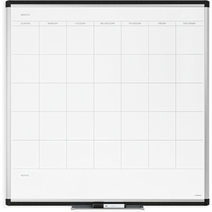 U Brands PINIT Magnetic Dry Erase Monthly Calendar White Board with Cork Pin Strips Across The Top and Bottom, 36″ x 24″ Inches, Silver Aluminum Frame(35″W x 35″H)