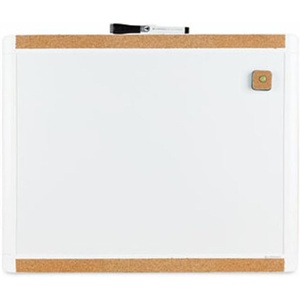 U Brands PinIt Combination Dry Erase Board White Board with White Frame, Office Supplies, Includes Marker and Magnet, 16” x 20”