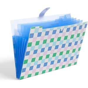 U Brands Poly 6 Pocket Expandable Folder with Tabs, Lucent Dreams Pastel, 1 Count, 1/5-cut tabs and 14 Blank Adhesive Labels(Pastel Multicolor)