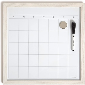 U Brands Rustic Linen Bulletin Board, 14″ x 14″, White Wood Style Frame, Industrial Grade Pinning Surface, Includes Push Pins(Dry Erase Board – Monthly)
