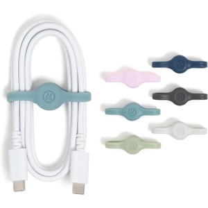 U Brands Tech Classics Magnetic Silicone Cord Wraps 6 Pack, Assorted Colors Cable Management Organizer, Silicone Cable Ties for Desk, Office, and Travel