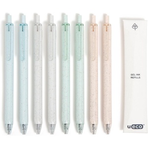 U Brands U-Eco Gel Click Pens with Refills, Set of 8, Core Speckle, Medium (0.7 mm) Point, Black Ink