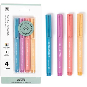 U Brands U-Eco Multicolor Highlighters, 4-Count, Chisel Tip, Assorted Sunset Speckle Colors, Ideal for Organizing and Coloring