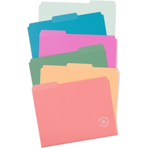 U Brands U-Eco Poly File Folders, Set of 24, Assorted Brights, 1/3-Cut Tabs, 100% Recycled Paper Labels (6597U01-12)